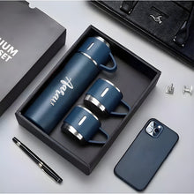 Customized Stainless Steel Vacuum Flask Set with 3 Cups – 500ML | Personalized Name Bottle Gift Combo for Boyfriend, Girlfriend, Employee
