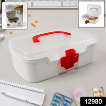 3-Compartment First Aid Box - Portable Medicine Storage with Detachable Tray & Transparent Lid